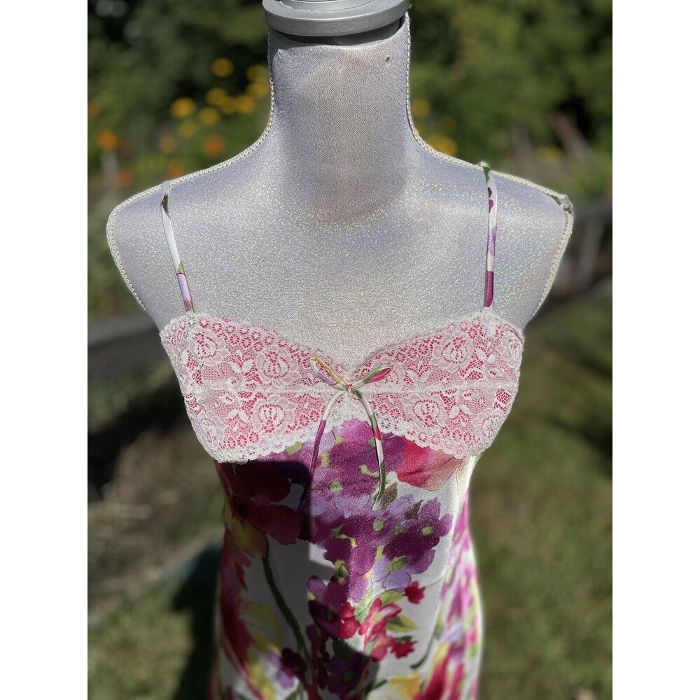 Vintage Morgan Taylor Slip Dress Peignoir Robe Lingerie Set M Pink Floral Satin - Picture 5 of 11